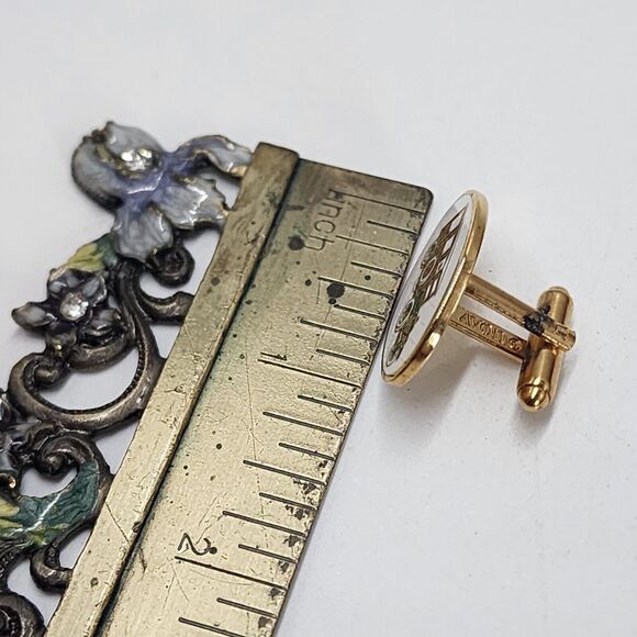 Vintage 1970s Avon Antique Car Cufflinks Enamel Gold Model T Auto - Picture 5 of 5